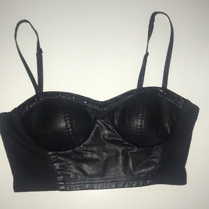 ❌❌SOLD ❌❌Leather. Crop top!